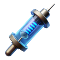 extraordinary peaceful surreal Genetic modification syringe filled with luminescent fluid NO BACKGROUND with Transparent Background. 4K png