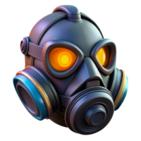 exquisite whimsical artistic Cyberpunk gas mask with glowing filters NO BACKGROUND with Transparent Background. 4K png