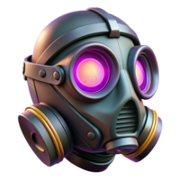 glorious unforgettable Cyberpunk gas mask with glowing filters NO BACKGROUND with Transparent Background. png