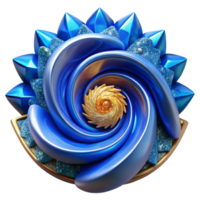 beautiful vintage Blue Spiral Fractal Abstract Design Transparent Background detailed png