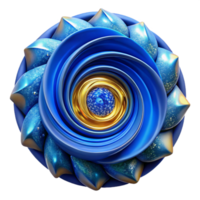 impressive traditional Blue Spiral Fractal Abstract Design Transparent Background detailed png