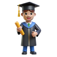 elegant distinguished Graduate in a cap and gown holding a diploma. NO BACKGROUND with Transparent Background. png