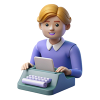 enchanting playful gothic Writer typing on a typewriter. NO BACKGROUND with Transparent Background. luxury png