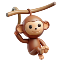 elegant dramatic victorian Monkey hanging from a tree branch. NO BACKGROUND with Transparent Background. genuine png