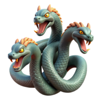immaculate energetic classic Hydra, multi-headed serpent. NO BACKGROUND with Transparent Background. top-tier png