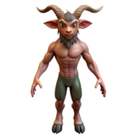 harmonious breathtaking Satyr, mythical creature with the body of a man and the legs and horns of a goat. NO BACKGROUND with Transparent Background. original png