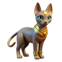 fascinating dreamy industrial Bastet, Egyptian cat goddess. NO BACKGROUND with Transparent Background. 8K png