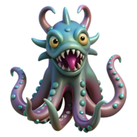 extraordinary rustic Mythological Kraken, giant sea monster. NO BACKGROUND with Transparent Background. ultra HD png