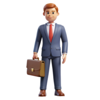 immaculate surreal Man in suit with briefcase, NO BACKGROUND with Transparent Background. authentic png