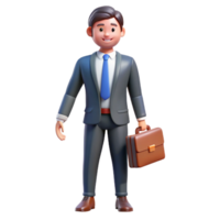 fascinating geometric Man in suit with briefcase, NO BACKGROUND with Transparent Background. high quality png