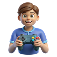 glorious unforgettable Teenage boy playing game controller, NO BACKGROUND with Transparent Background. png