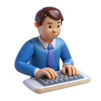 exquisite celebrated Writer typing on keyboard, NO BACKGROUND with Transparent Background. png