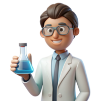immaculate romantic industrial Scientist holding beaker, NO BACKGROUND with Transparent Background. authentic png