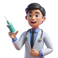 extraordinary celebrated Doctor holding syringe, NO BACKGROUND with Transparent Background. png
