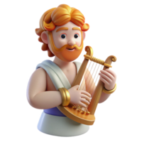 extraordinary melancholic baroque Apollo, God of Music and Poetry, playing a lyre. NO BACKGROUND with Transparent Background. gallery standard png