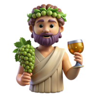 immaculate retro Dionysus, God of Wine, holding a grapevine. NO BACKGROUND with Transparent Background. gallery standard png
