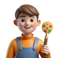elegant dynamic geometric Artist, holding paintbrush, NO BACKGROUND with Transparent Background. sharp png