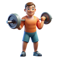 harmonious dazzling Man, lifting weights, NO BACKGROUND with Transparent Background. studio quality png