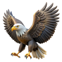 extraordinary ethereal tropical A majestic bald eagle with spread wings, NO BACKGROUND with Transparent Background. sharp png