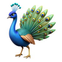 immaculate timeless A strutting peacock with tail feathers displayed, NO BACKGROUND with Transparent Background. png