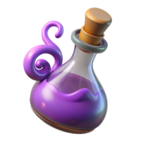 harmonious wonderful A steaming potion bottle with swirling liquid. NO BACKGROUND with Transparent Background. 4K png
