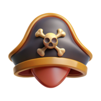 energetic striking A stylized, cartoon pirate hat with a skull and crossbones. NO BACKGROUND with Transparent Background. masterfully captured png