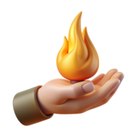 gorgeous exceptional A single, realistic human hand holding a flame. NO BACKGROUND with Transparent Background. png