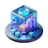 exemplary minimalist Advanced holographic display showing complex data, NO BACKGROUND with Transparent Background. elite png
