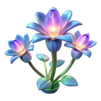 extraordinary modern Bioengineered alien plant with luminous petals, NO BACKGROUND with Transparent Background. elite png
