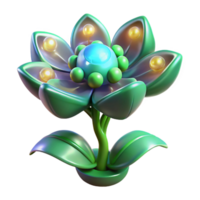 exquisite timeless Bioengineered alien plant with luminous petals, NO BACKGROUND with Transparent Background. png