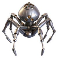 exemplary surreal Intricate robotic spider with metallic legs, NO BACKGROUND with Transparent Background. 4K png