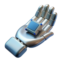 enchanting notable Metallic robotic hand holding a data chip, NO BACKGROUND with Transparent Background. png