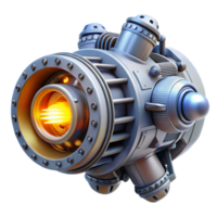 hypnotic calm contemporary Highly detailed spaceship engine with glowing core, NO BACKGROUND with Transparent Background. artisan png