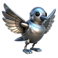 fascinating rare Metallic robotic bird with flapping wings, NO BACKGROUND with Transparent Background. png