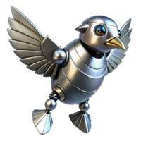 impressive remarkable Metallic robotic bird with flapping wings, NO BACKGROUND with Transparent Background. png