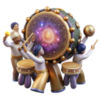 elegant modern Ceremonial Drum Circle Cutout with People Drumming and Dancing original png