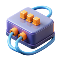 iconic modern Network switch with ethernet cables NO BACKGROUND with Transparent Background. gallery standard png
