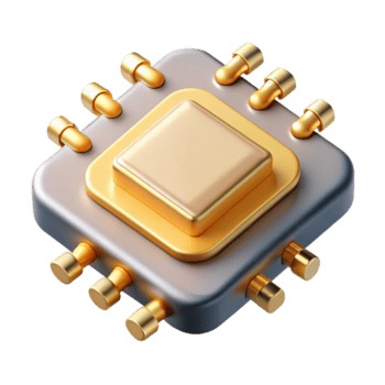 exemplar vanguarda microchip com ouro conectores não fundo com transparente fundo. magistralmente capturado png