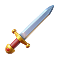 elegant playful baroque Excalibur, King Arthur's sword, NO BACKGROUND with Transparent Background. professional png
