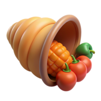 iconic traditional Cornucopia, horn of plenty, NO BACKGROUND with Transparent Background. expertly shot png