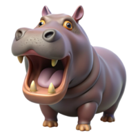 exquisite unparalleled Hippopotamus opening its mouth NO BACKGROUND with Transparent Background. png