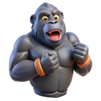 ethereal majestic Gorilla beating its chest NO BACKGROUND with Transparent Background. 8K png