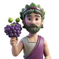 elegant creative Dionysus, God of Wine, holding grapes, NO BACKGROUND with Transparent Background. handcrafted png