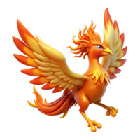 exceptional classic Phoenix, mythical firebird, flames, NO BACKGROUND with Transparent Background. high resolution png