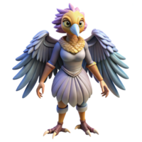 glorious mysterious gothic Harpy, bird-woman creature, NO BACKGROUND with Transparent Background. handcrafted png