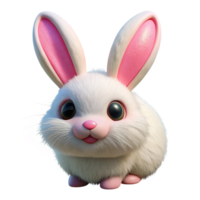 elegant unforgettable A fluffy white rabbit with pink ears. NO BACKGROUND with Transparent Background. png