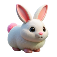 exquisite remarkable A fluffy white rabbit with pink ears. NO BACKGROUND with Transparent Background. png
