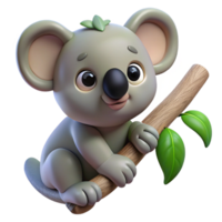 gorgeous memorable A shy koala clinging to a branch. NO BACKGROUND with Transparent Background. png