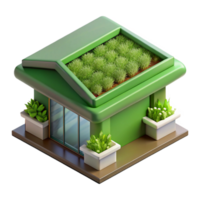 elegant rare Green roof section, vegetated, NO BACKGROUND with Transparent Background. png
