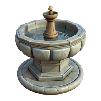 imaculado inigualável pedra fonte, esculpido bacia, não fundo com transparente fundo. png